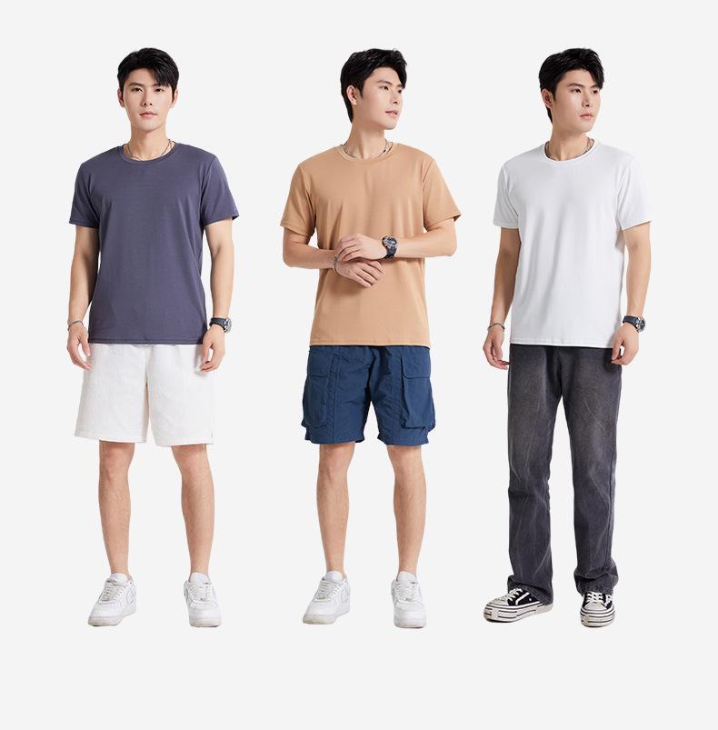 Men's 80s Mulberry Silk Modal Short Sleeve T-shirt - Crew Neck, Breathable, Cool for Spring/Summer/Autumn