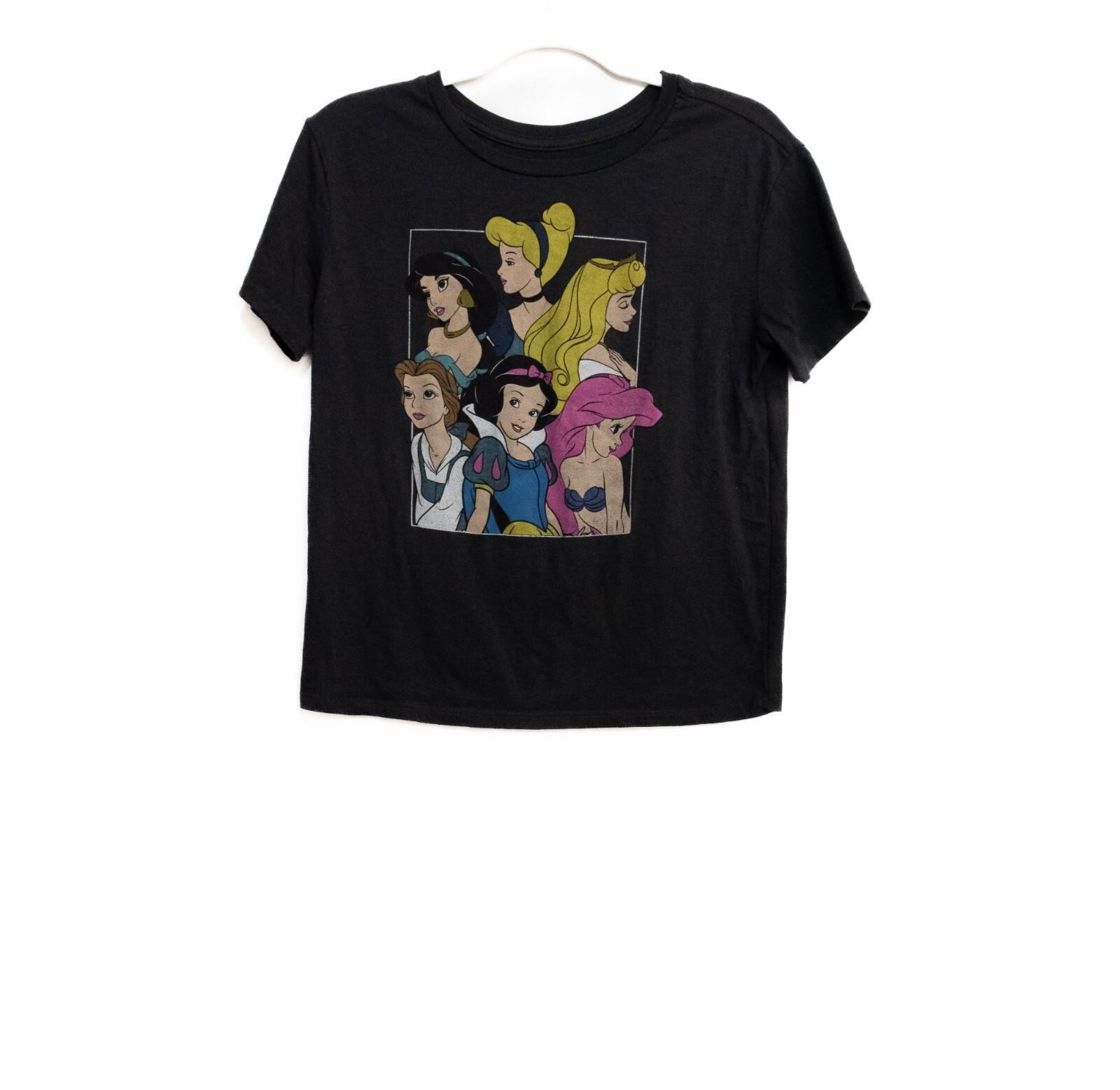 Disney Princess Womens Black Polycotton T-Shirt Graphic Print Round Neck M M