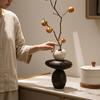 Stacked Rocks Shaped Vase with Artificial Branch, Resin Small Decorative Vase, Boho Modern Bud Vase for Living Room, Dining Table, Shelves