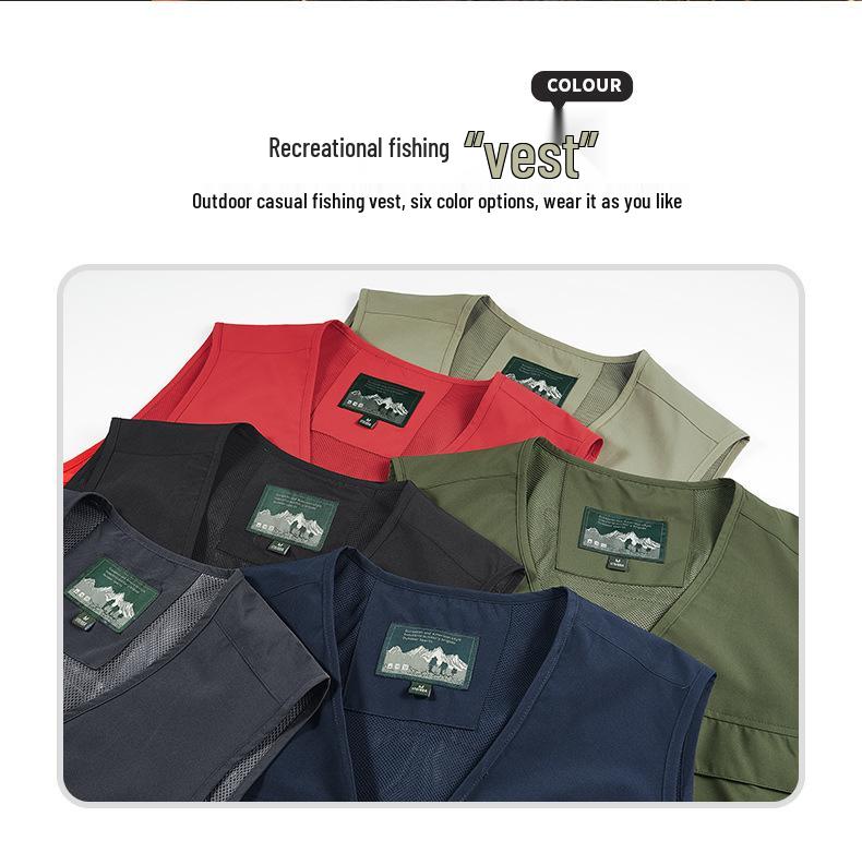 Men's Quick-Drying Sleeveless Photography & Fishing Vest with Multiple Pockets - Waterproof and Lightweight for Outdoor Activities