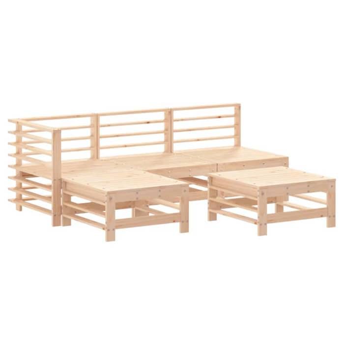 VidaXL Salon de Jardin avec Coussins 5 pcs, Canapés avec Dossier et Accoudoir, Ensemble de Meubles avec Table Basse Patio 3186067