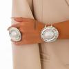2pcs/set Vintage Exaggerated Bracelets Rings Set Geometric Irregular Wide Bracelets Oval Elliptical Cuff Bangles Women Jewelry