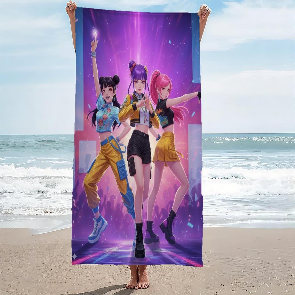 Cute K-Pop Anime Girl Group Stage Beach Towel Microfiber Soft Quick Dry Gym Sports Towel Idol Bath Towel For Bathroom Swimming