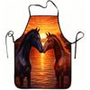1pc Romantic Horses Sunset Print Apron, Durable And Easy To Clean, Adjustable Waistband, Polyester Material, for Kitchen Cooking, Gardening, Orchard P