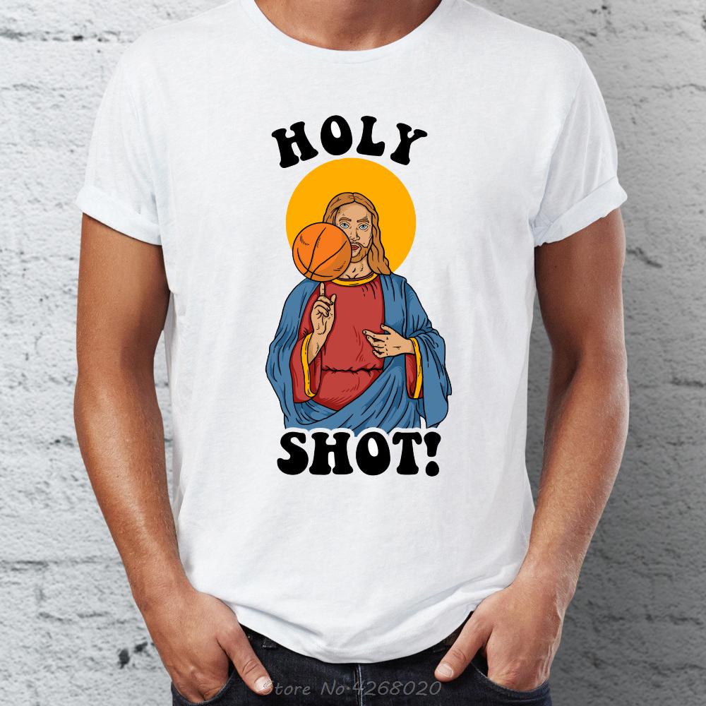 

Summer Mens Short Sleeve Tshirt Funny Jesus Christ Holy Shot Religion Tshirt Cool Tees Tops Harajuku Streetwear S
