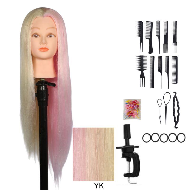 High Temperature Fiber Wig Mannequin Head for Hairdressing and Haircutting Training