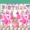 Zestaw balonów na przyjęcie urodzinowe Barbie z banerem 4 sztuki zawiera baner 18 szt. balonów 12 szt. małych wkładów 1 duży wkład