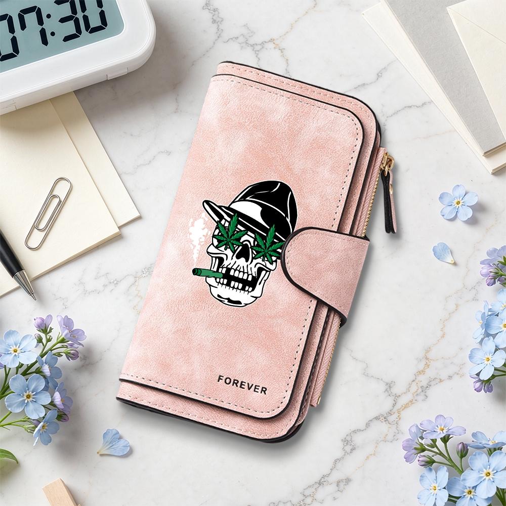 Gothic Skull Pattern Long Wallet Cool Men Women Casual Multi Card Slot Portable Purse