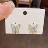 Micro-inlaid Zircon Butterfly Earrings Niche Design Fashionable Ear Clips Small Fresh Temperament Earrings Women