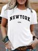 Women's Short-Sleeve Round Neck T-Shirt with NEW YORK Print - Stylish Summer Casual Wear