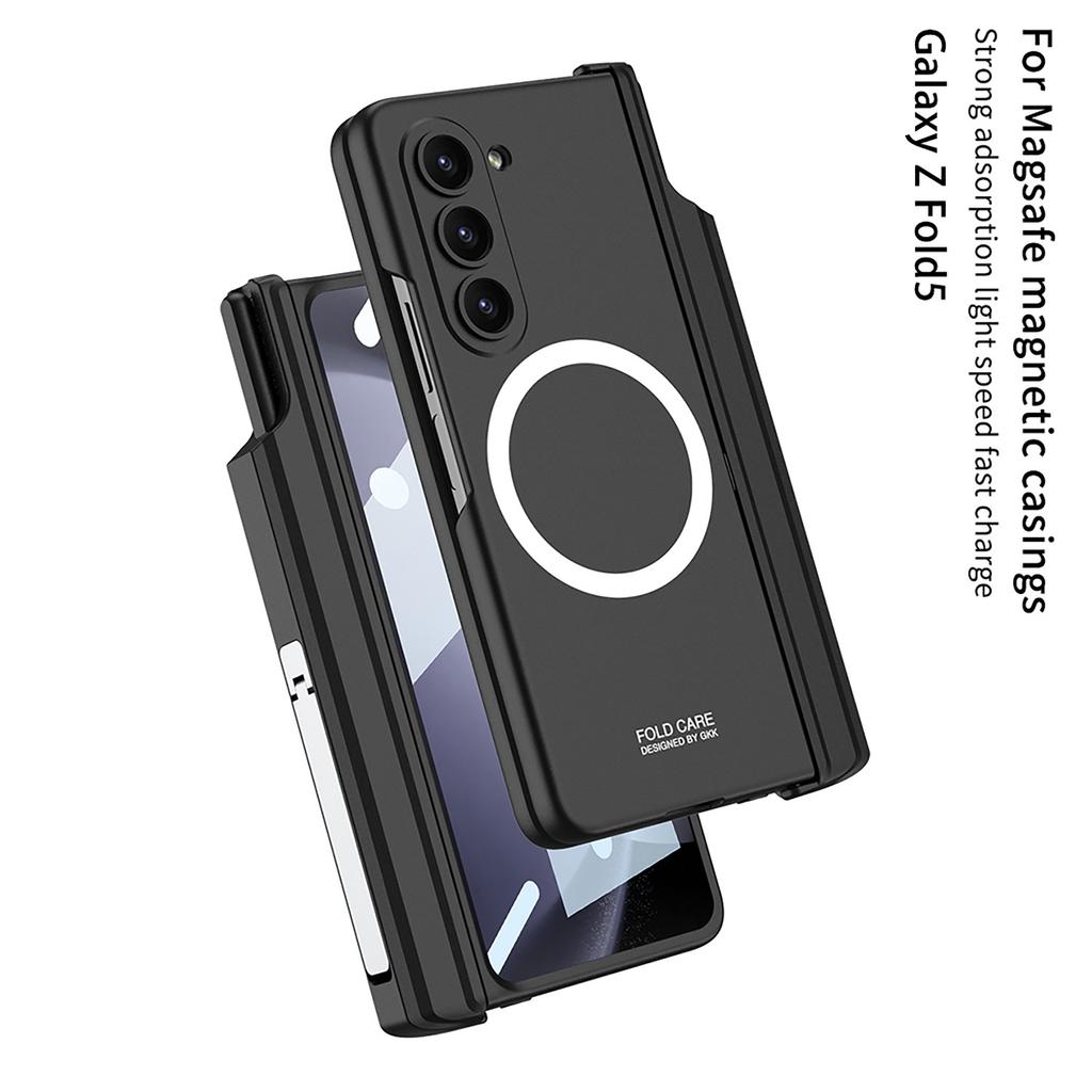 Magsafe Magnetic Hinge Pen Holder Stand Case For Samsung Galaxy Z Fold 6 5 4 3 With Screen Protector Film Cover For Fold6 Fold5