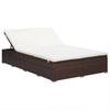 2 Person Sun Lounger with Cushion Poly Rattan Brown