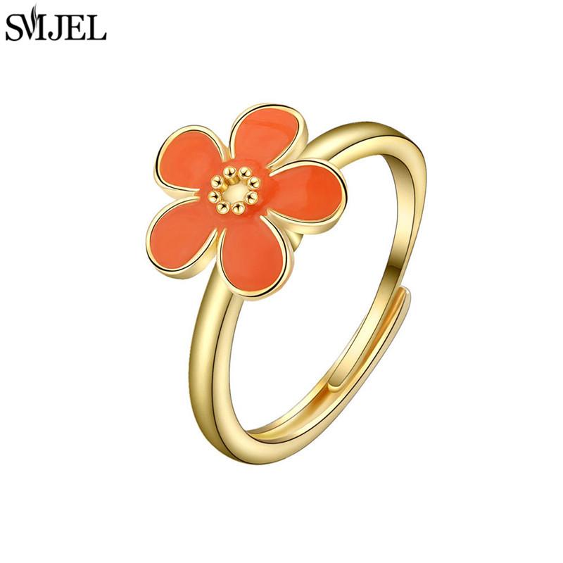 Etnisk Mote Tusenfryd Blomst Angstring Justerbar Dame Jenter Bekymring Stresslindring Smykker Spinnende Fidget-ringer Festgaver