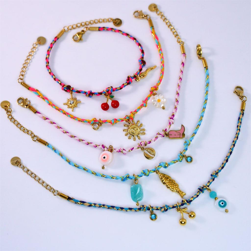 Colored Braided Titanium Steel Bracelet with Ins Style, Light Luxury, Dopamine High-end Feel, Gold-plated Color Retention