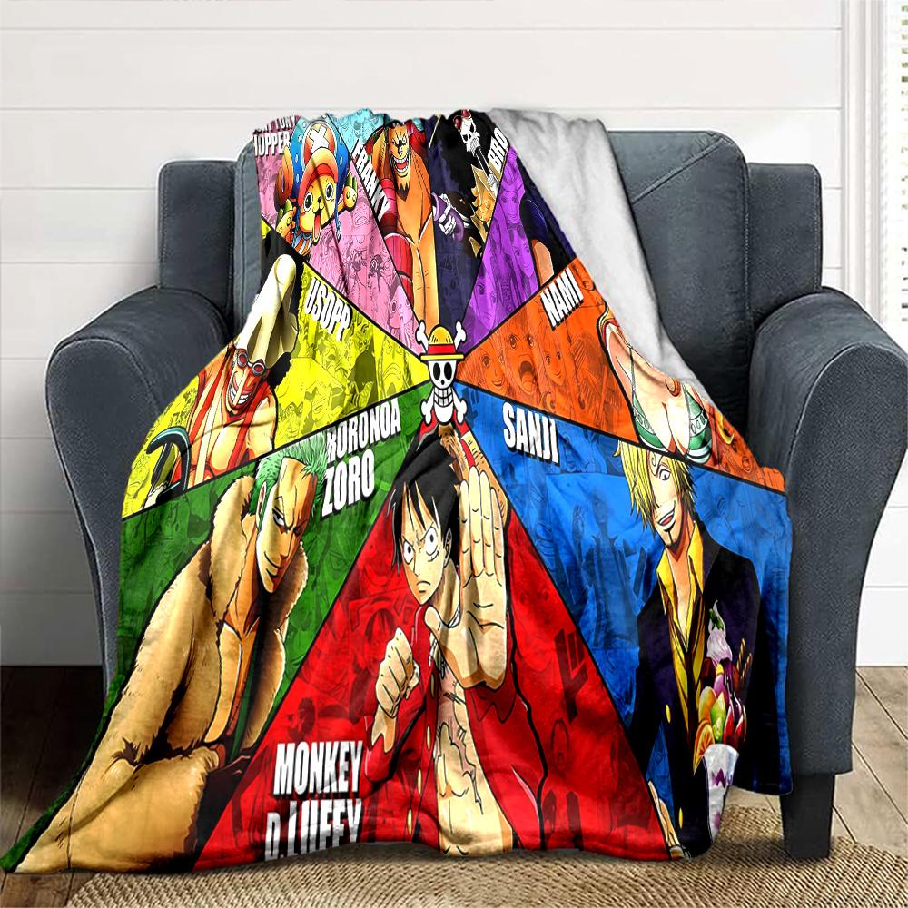 One Piece Characters Flannel Blanket Super Soft Warm Cozy Blanket For Sofa Bed Office Travel Allseason Home Decor Gift