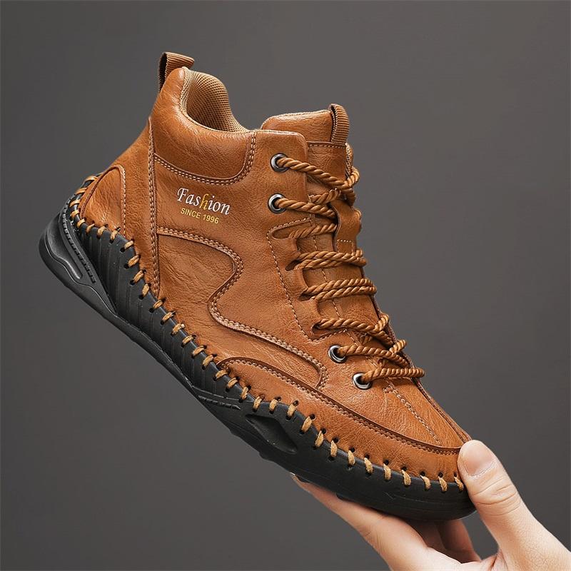 38-47 Übergröße Herrenschuhe Handgenähtes Leder Herrenstiefel Spaltleder Freizeitlederschuhe Herren Stiefeletten