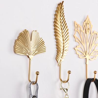 Nordischer Stil Blattgoldform Schmiedeeiserne Haken Luxuriöser Fester Wandhaken Hängendes Aufbewahrungsregal für Handtücher Kleidung Heimorganisation