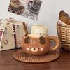 Birthday gift cute bear ceramic mug gift box couple straw water cup for girls