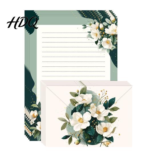 Floral Patterned Envelopes 5Pcs Butterfly Stationery Paper Envelope Set Vintage Writing with Lined Set Pages Letter Kit for Letters
