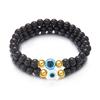 European-American Blue Evil Eye & Black Hematite 8mm Beaded Bracelet 
