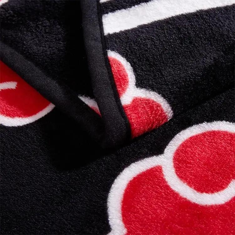 New Anime Red Cloud Naruto Shippuden Akatsuki Soft Warm Flannel Blanket 165x200cm Fleece Plush Throw Kids Boys Bed Dropship