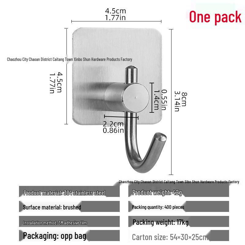 Cârlig de perete autoadeziv puternic din oțel inoxidabil 304, fără găurire