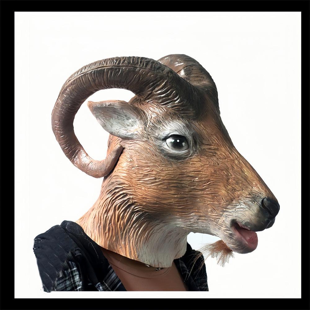 Head Funny Goat Latex Mask Animal Headgear For Halloween Costumes And Parties