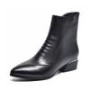 Leather boots women's 2025 autumn and winter new pointed thick heel European and American style short boots comfortable cowhide black thin women's fa