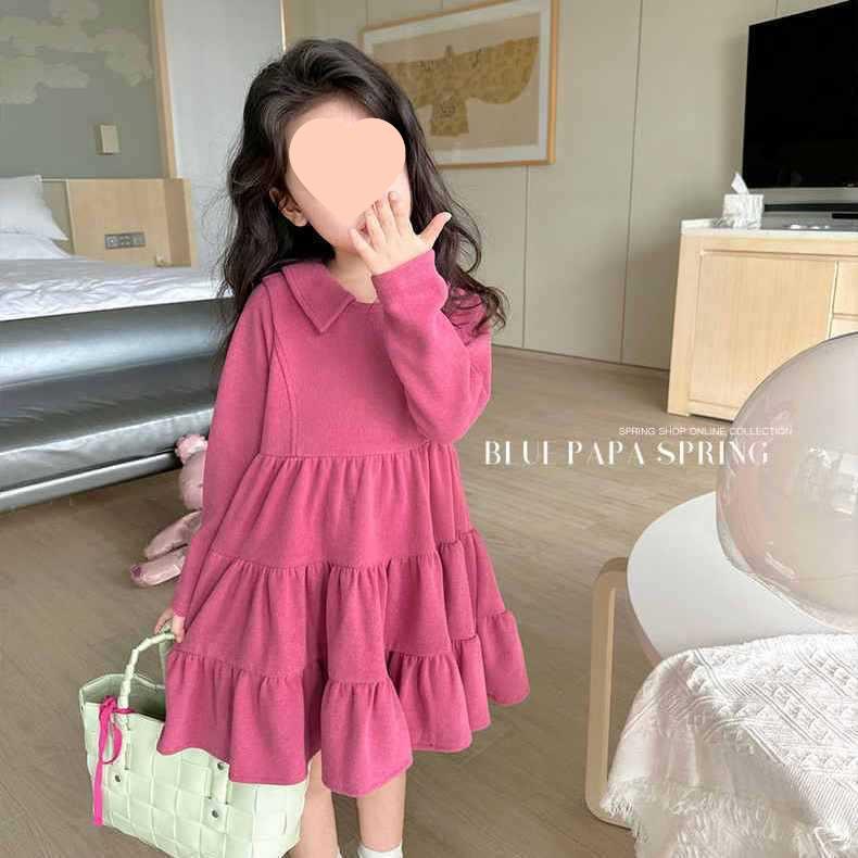 2024 Girls' Spring & Autumn Princess Dress with Korean Doll Collar - New Western Style Trend