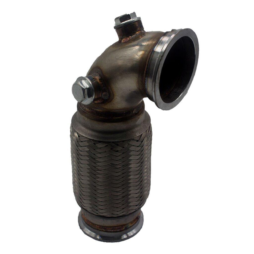 Edelstahl 3 Zoll 76mm V-Band Downpipe Flachprofil 90 Grad mit Flex-Wellrohr Autoersatzteile