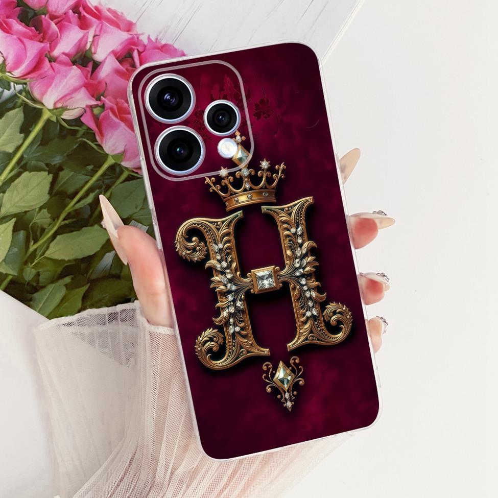 Clear Case For Oppo Reno15 5G Cover Luxury A-Z Letters Fashion Boys Girls Cool Crown Soft Casing For Oppo Reno15 CPH2825
