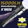 15000LM XHP360 Hochleistungs-LED-Taschenlampe Leistungsstarke Taschenlampe Wiederaufladbar Super Große Reichweite Outdoor Notfall Camping Laterne