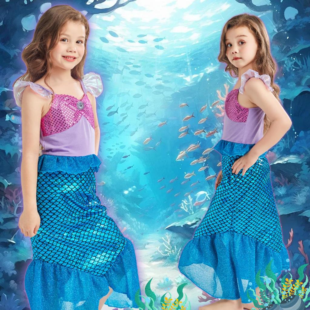 JIEAIRUI Princess Transformation Halloween Kids Christmas Gift Ariel-style Dress, Children's Mermaid-style Cosplay, Ariel-style Dress, Kids'