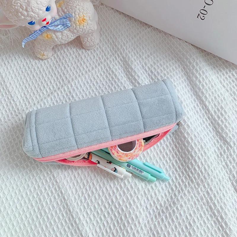 

Cute Korean Makeups Bags Pouch for Women Travel Make Up Toiletry Bag Washing Plush Pen Pouch Kawaii Pillow Pencil Case Girls синій