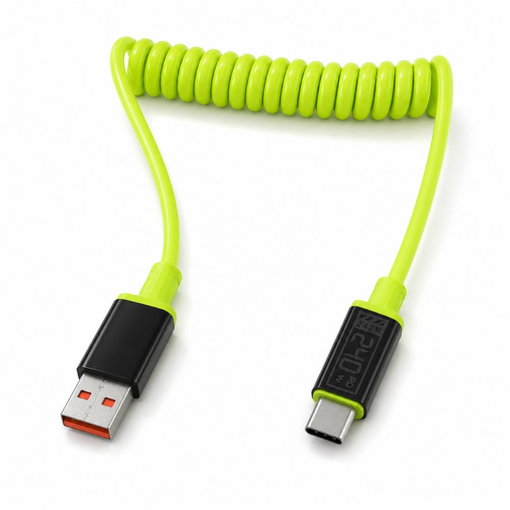 111W Type C To Type C Super Fast Charging Cable Universal Spring Telescopic USB Cord 6A USB C Cable for Xiaomi iPhone Samsung