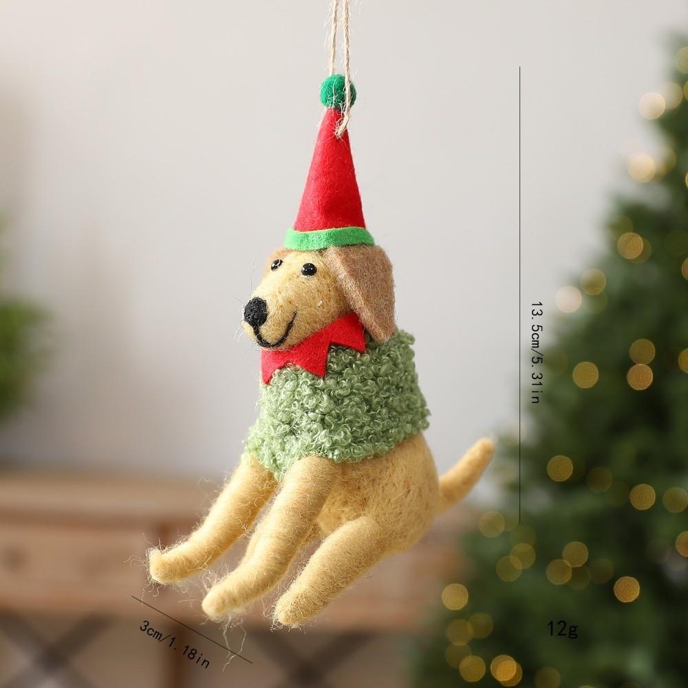 Handmade Wool Felt Dog Wool Felt Puppy Christmas Tree Ornament  Holiday Tree Ornament