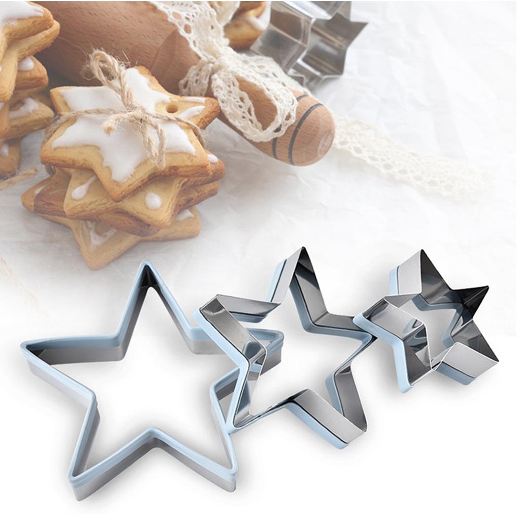 3PCS Molds Cookies Biscuits Cake Moulds Star Shaped Stainless Pastry Baking Tools Set