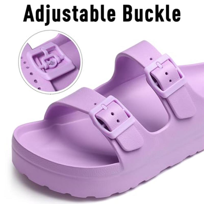 Fashion Comwarm Women's Platform Sandals with Arch Support Lightweight Foam Slip On Slides Summer Beach Sandals with Adjustable Buckle