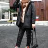 Lässige Jungen-Lederjacke mit Fleecefutter für Herbst/Winter – Mittellange, verdickte Kinderjacke