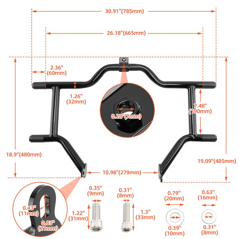 Motorcycle Front Engine Guard For Harley Touring Street Glide Road King Electra Glide 97-08 Crash Bar Highway Protection Black