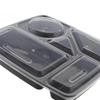Shuhu Disposable 5-Compartment Black Meal Prep Container