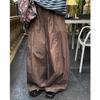 Japanese Style Relaxed And Elastic Waistband With Curved Waistband Casual Pants, Loose Silhouette Pants For Women