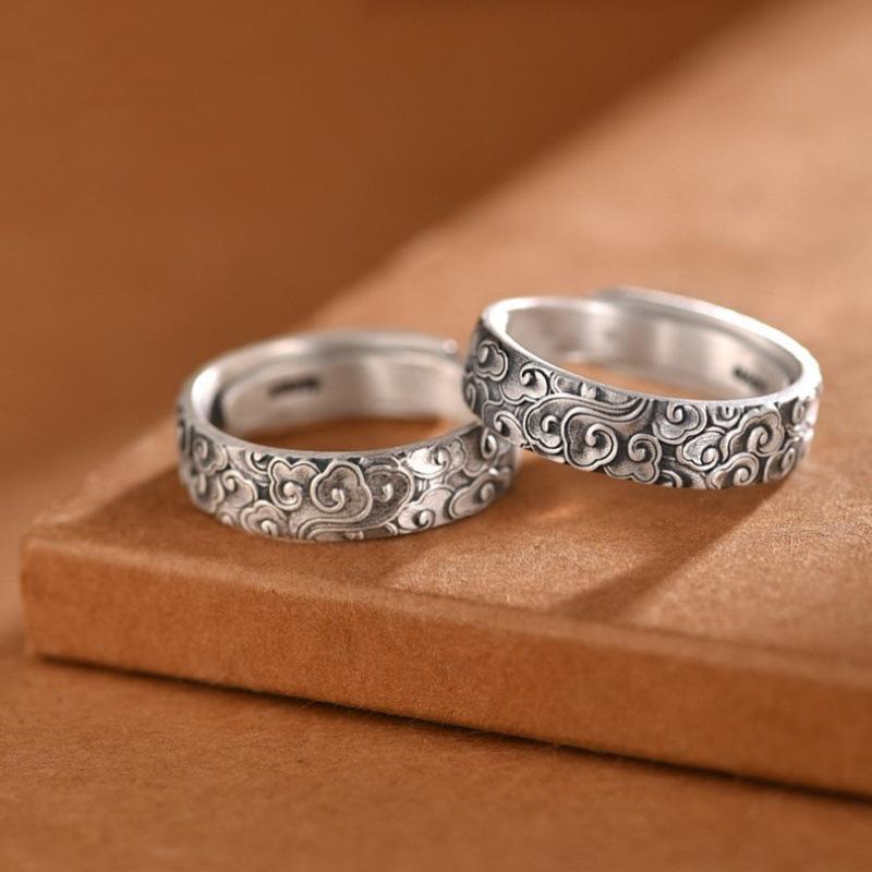925 Silver-Plated Cloud Design Ring for Men and Women - Retro National Style