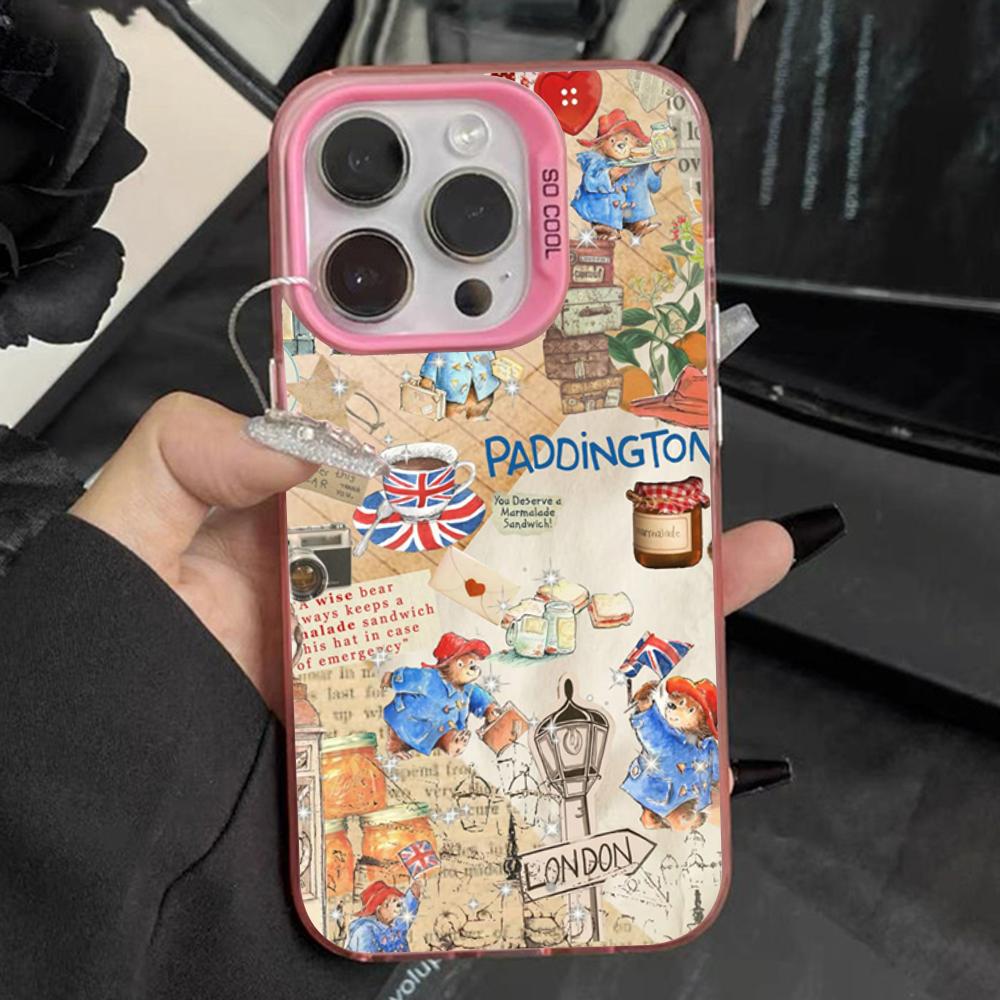 Cute P-Paddington Bear Phone Case For iPhone 16,15,14,13,12,11,Pro,Max,Plus,Mini,XS Anti Fall Pink Matte Hard Bumper