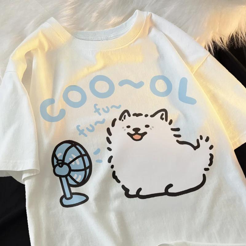 

Samoye Blower Fan Cartoonprinting Unisex Tee Clothing Fitting Leisure T Shirt Leisure Youth Tee Shirt Funny Short Sleeved S