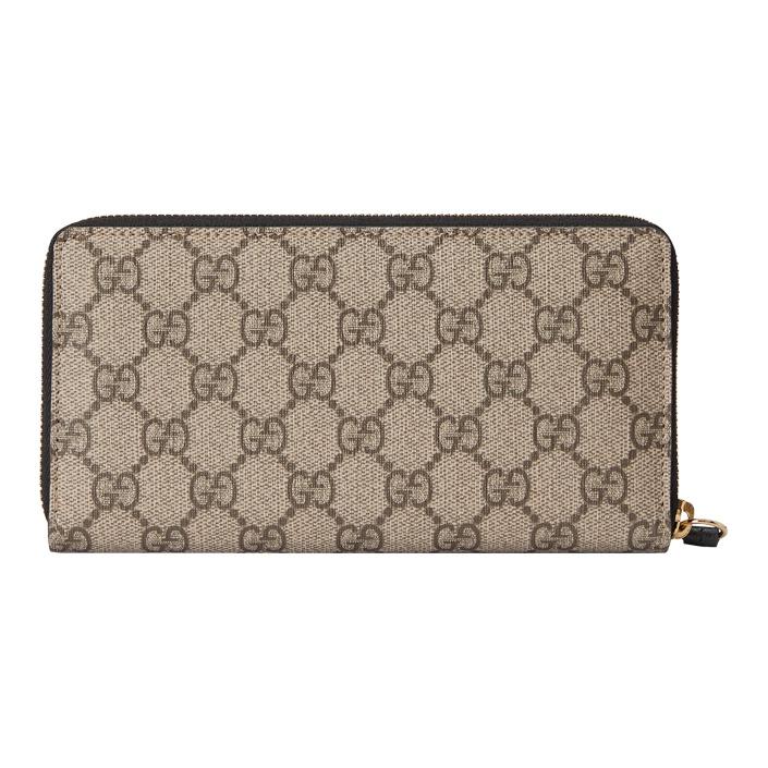 Gucci GG Marmont Zip Around Wallet Black/Beige Women Wallets 456117-17WAG-1283