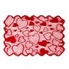 5Pcs Valentines Theme Lace Table Runner and Placemat Set with Heart Pattern Romantics Weddig Anniversaries Dinner Decors