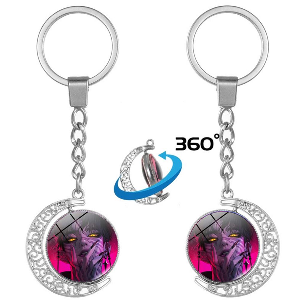 Anime Peripheral Double-sided Rotating Keychain, Creative Peripheral Key Ring Accessories Key Chain Ring
