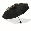 Golden Tiger Portrait Decorative Plate Umbrella, Cute Umbrella with Cute Design, Portable 3-Fold Compact Umbrella for Men & Women, Valentine's Day Mot