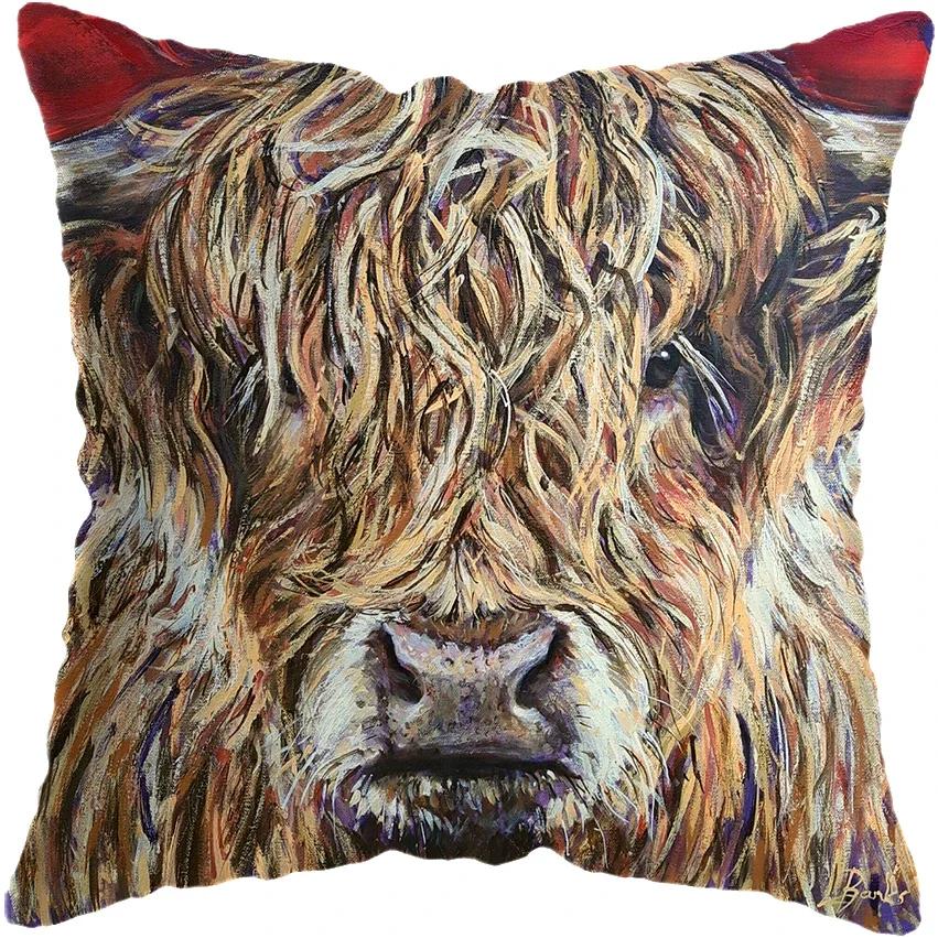 Scottish Highland Animal Print Pillowcase Home Decoration Cushion Cover Sofa
